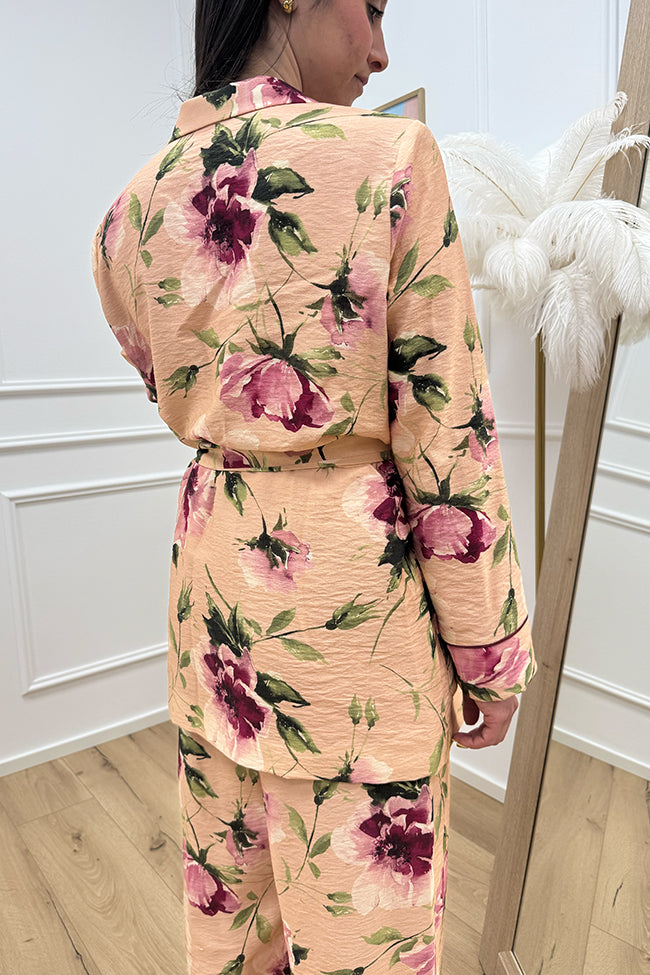 Giacca kimono blush floreale con fiocco - Dixie
