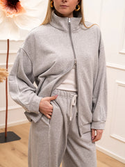 Felpa perla riga bianca con zip - Vicolo