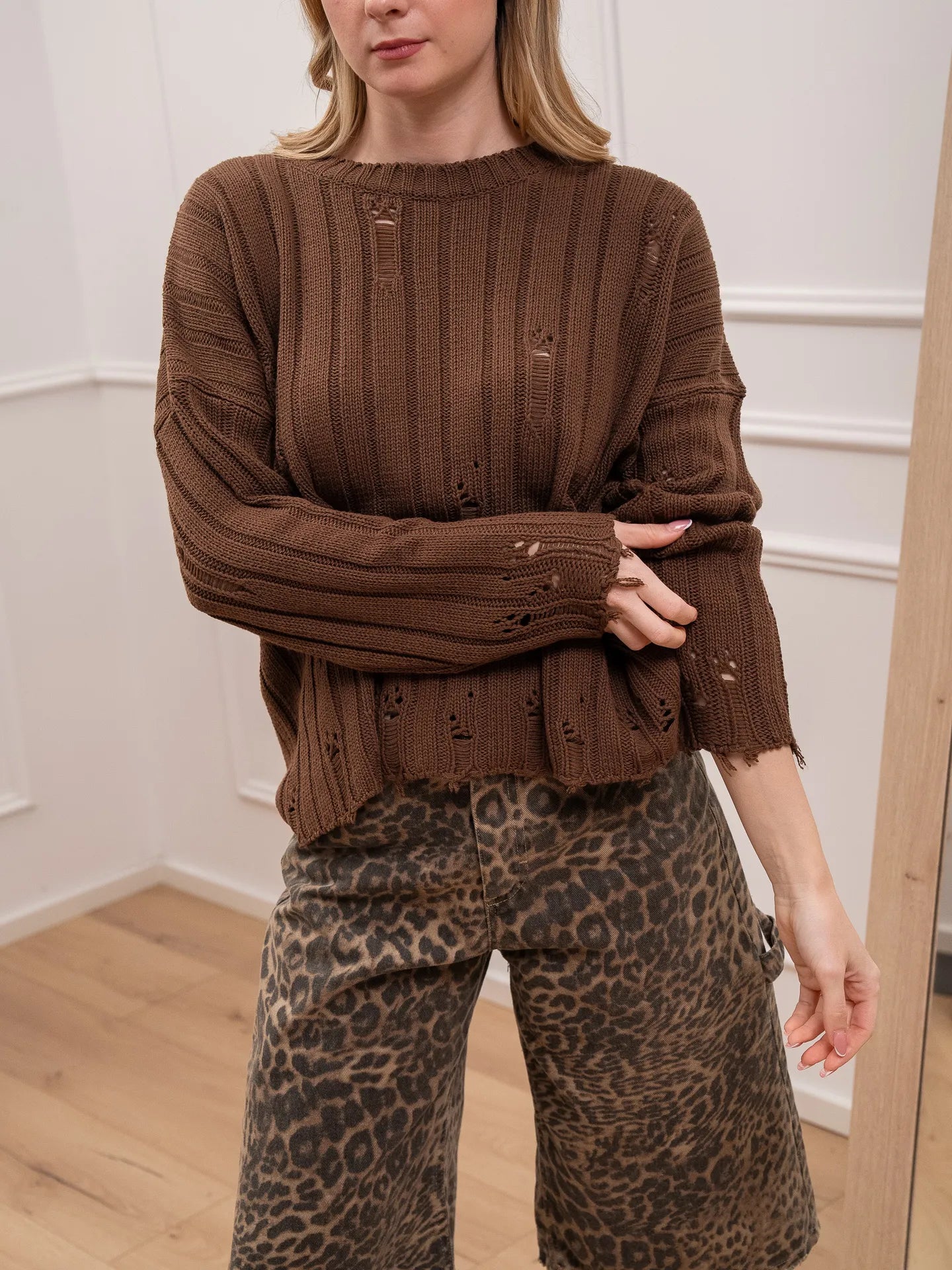 Maglia over moro con rotture - HaveOne