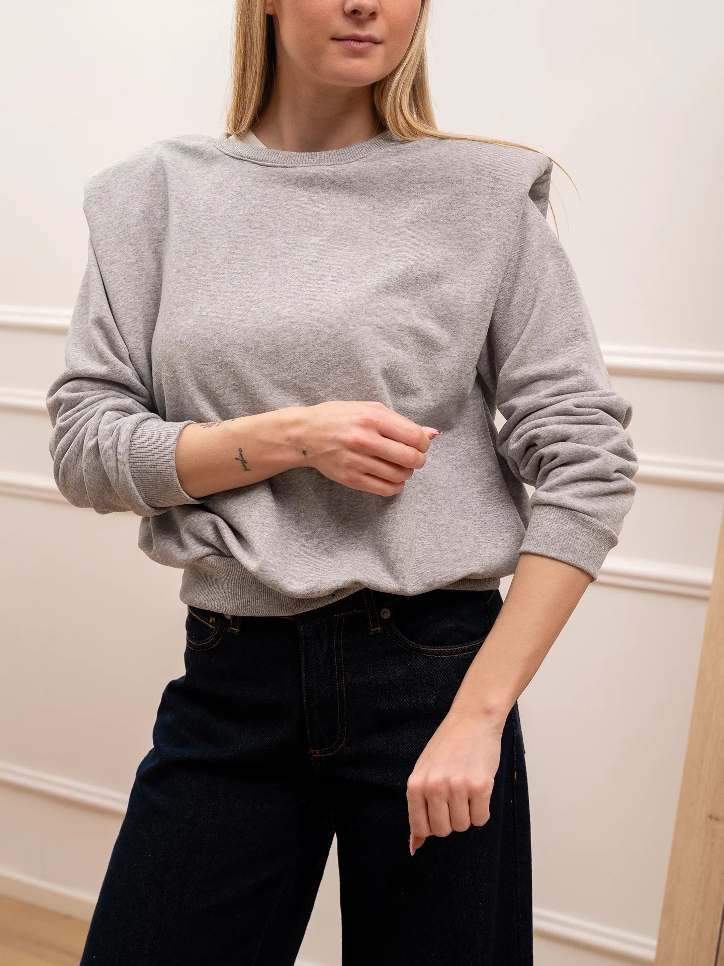 Felpa grigia spalline imbottite in cotone - Dixie