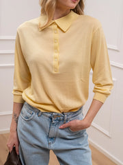 Maglia polo giallo burro 100% lana - Vicolo