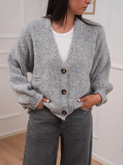 Cardigan perla a tre bottoni con taschine - HaveOne