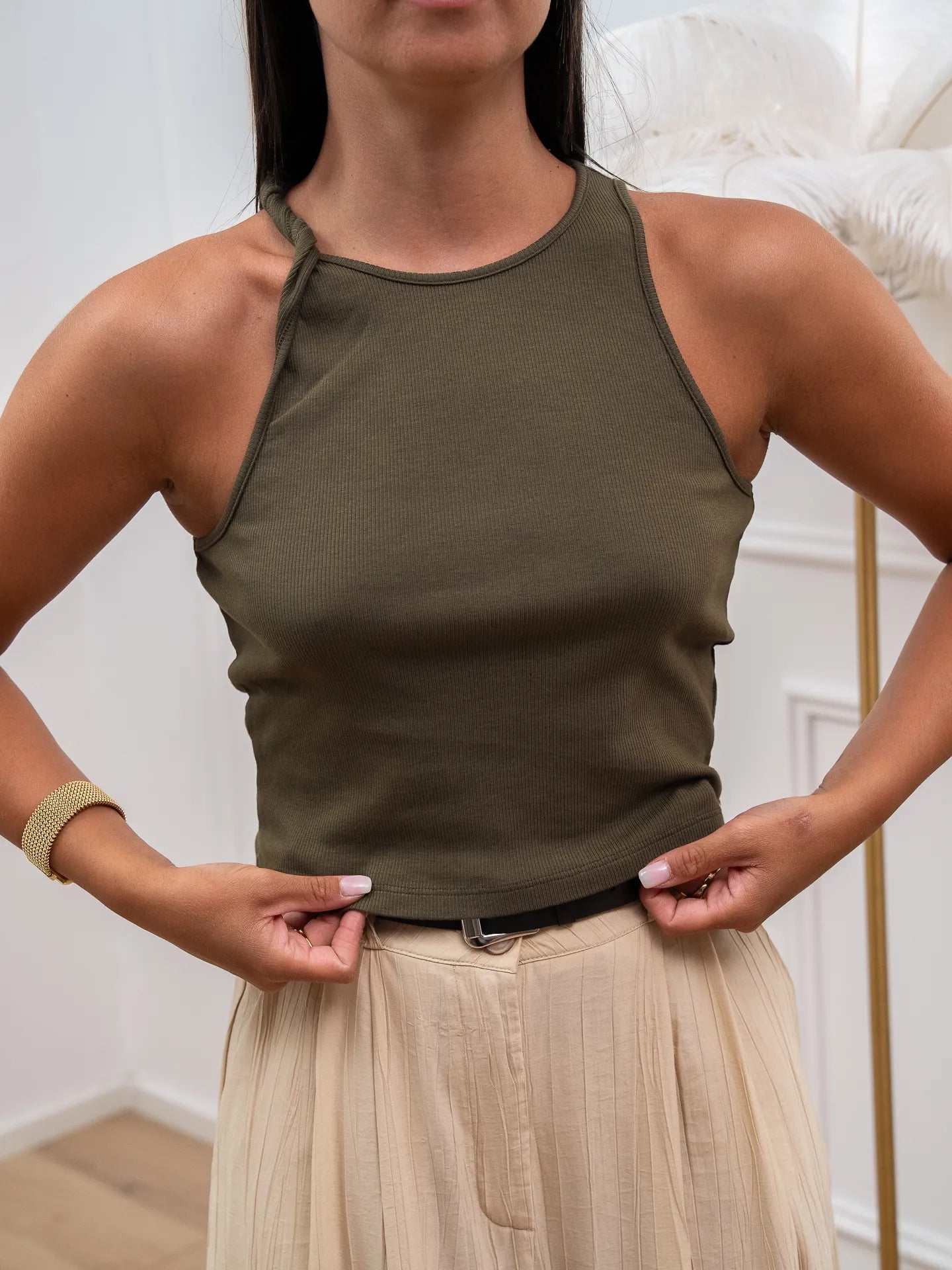 Top costine militare bretella annodata - Vicolo