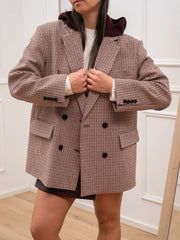 Giacca cappotto cappuccio bordeaux in misto lana - Vicolo