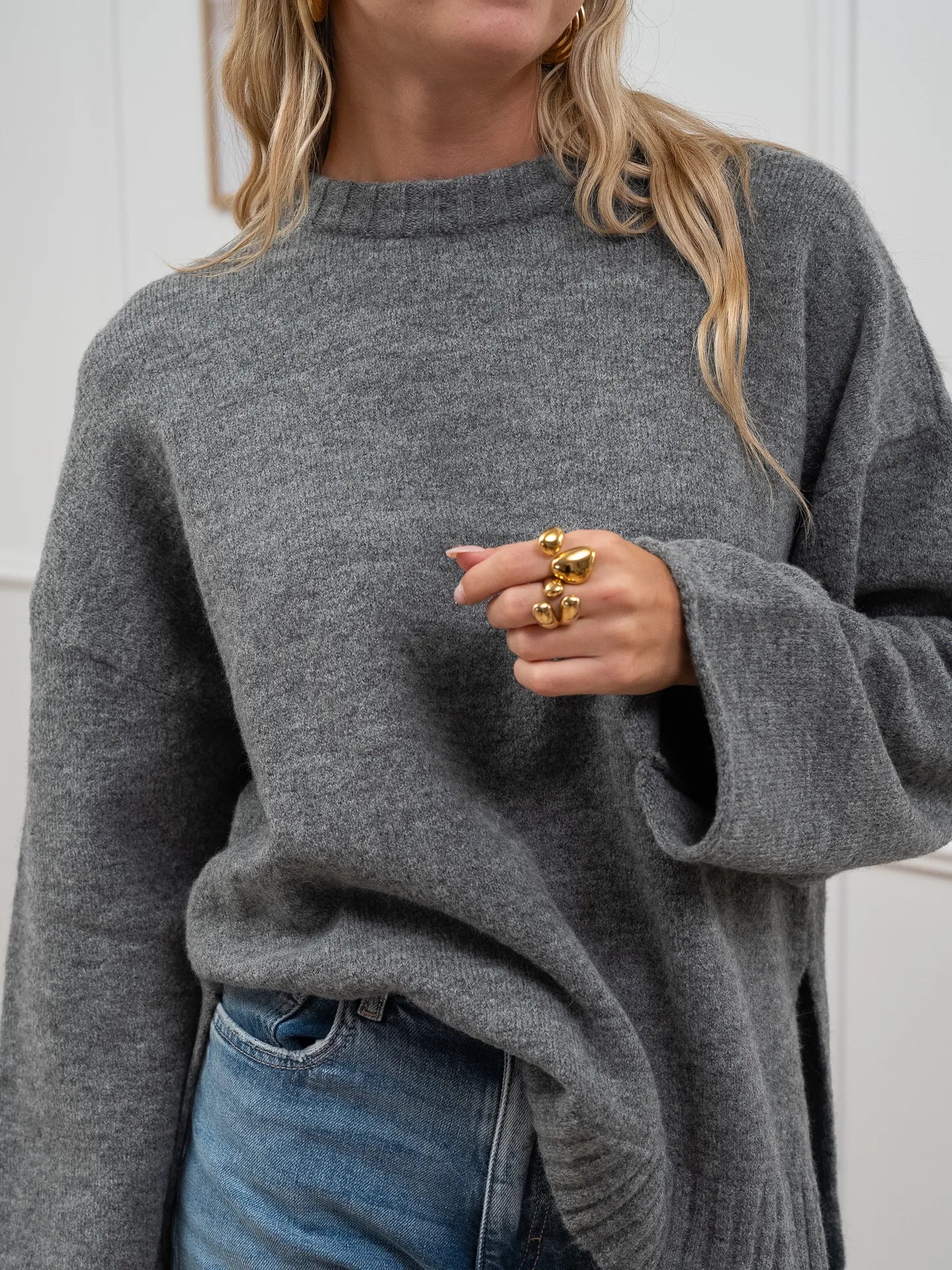 Maglione girocollo over grigio - Kontatto