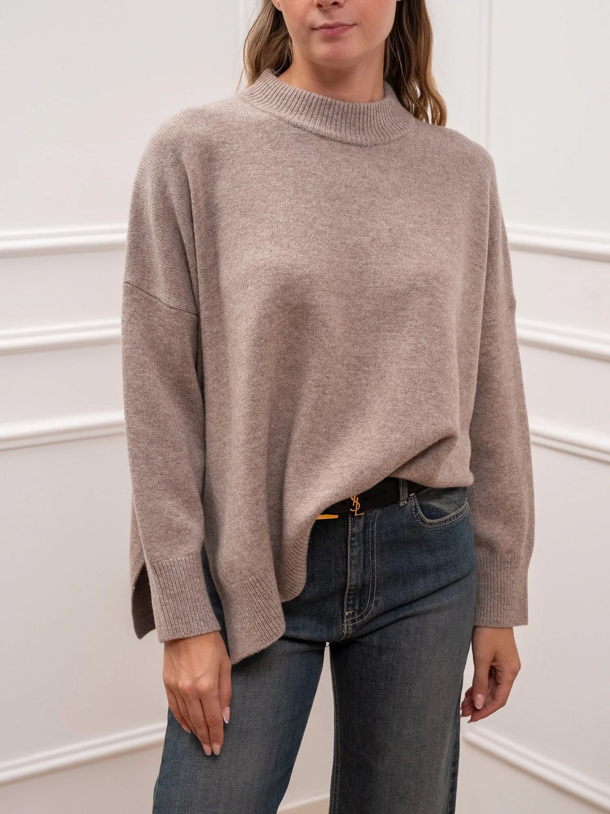 Maglia girocollo spacchi laterali in 100% lana - Philia Loft