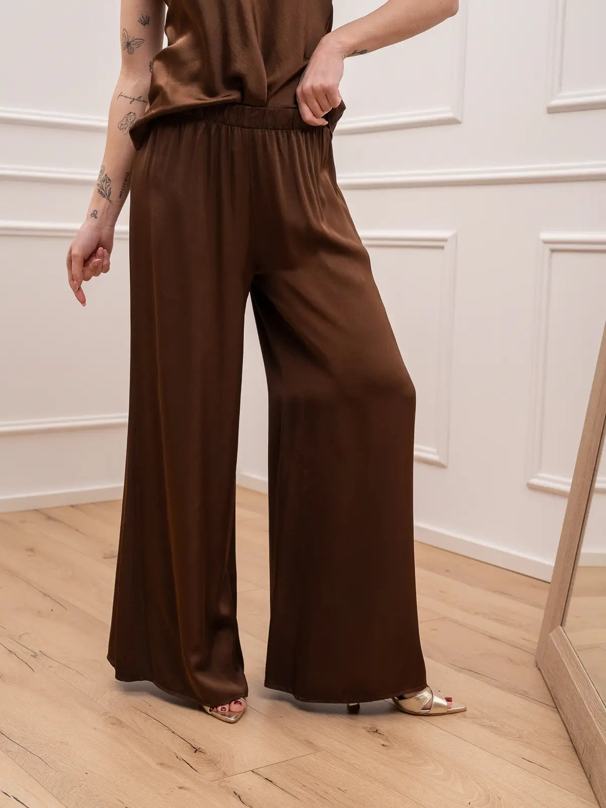 Pantaloni moro in raso con molla in vita - HaveOne