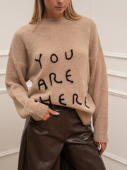 Maglia mastice ricamo You are here nero - Kontatto