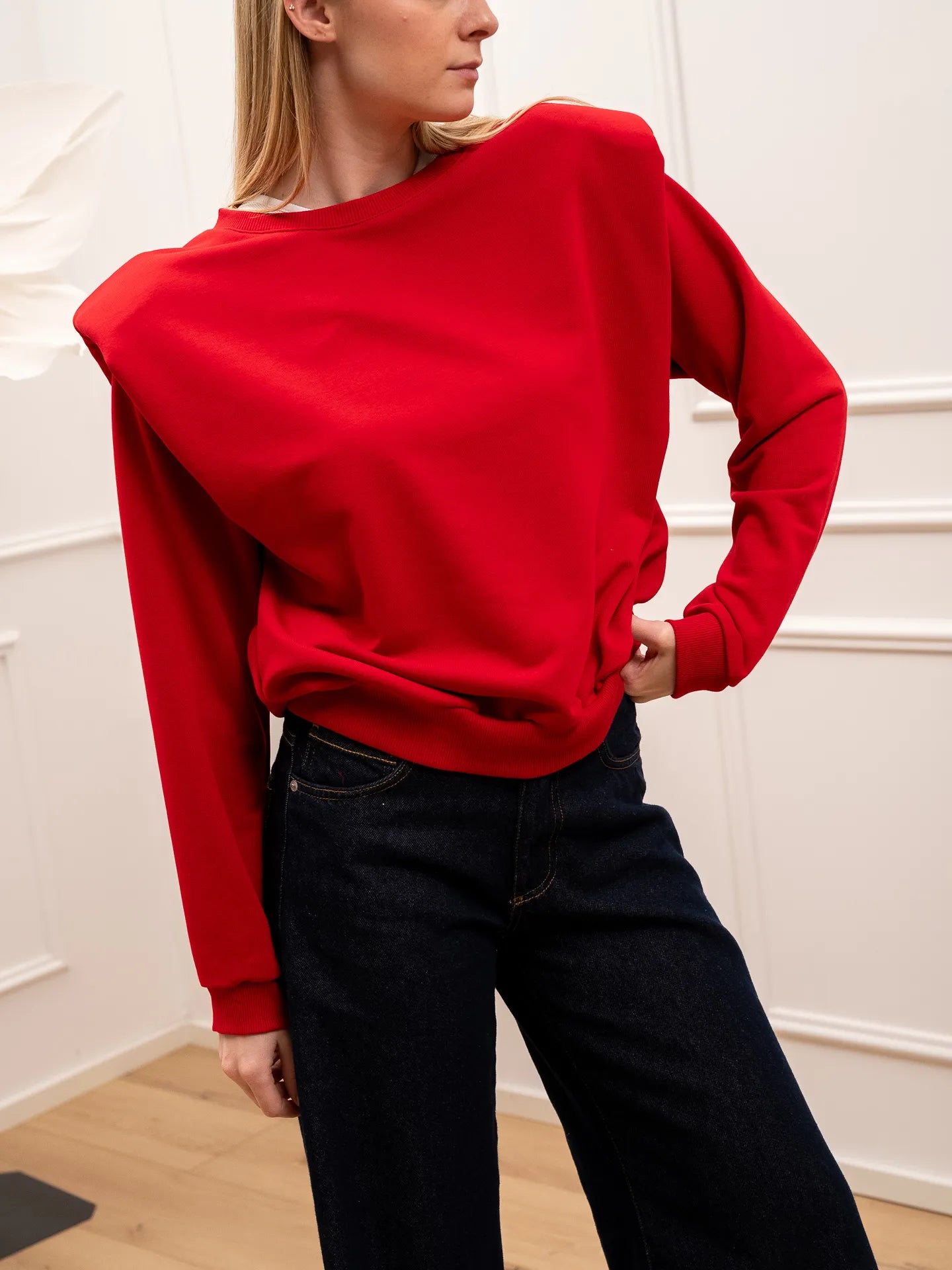 Felpa rossa spalline imbottite in cotone - Dixie