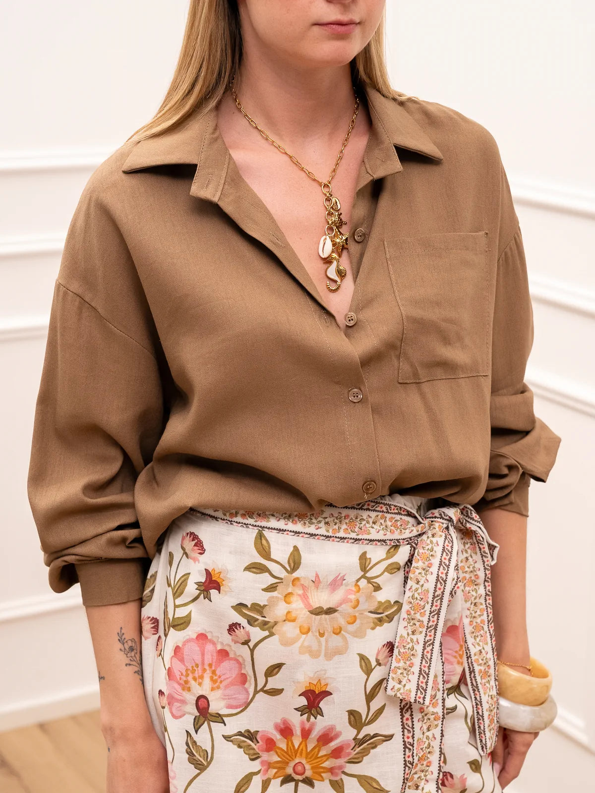 Camicia Sandy biscotto lino e viscosa - Crispy