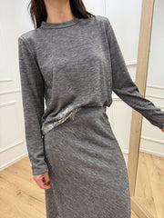 Maglia grigia soft touch con pizzo - Tensione In