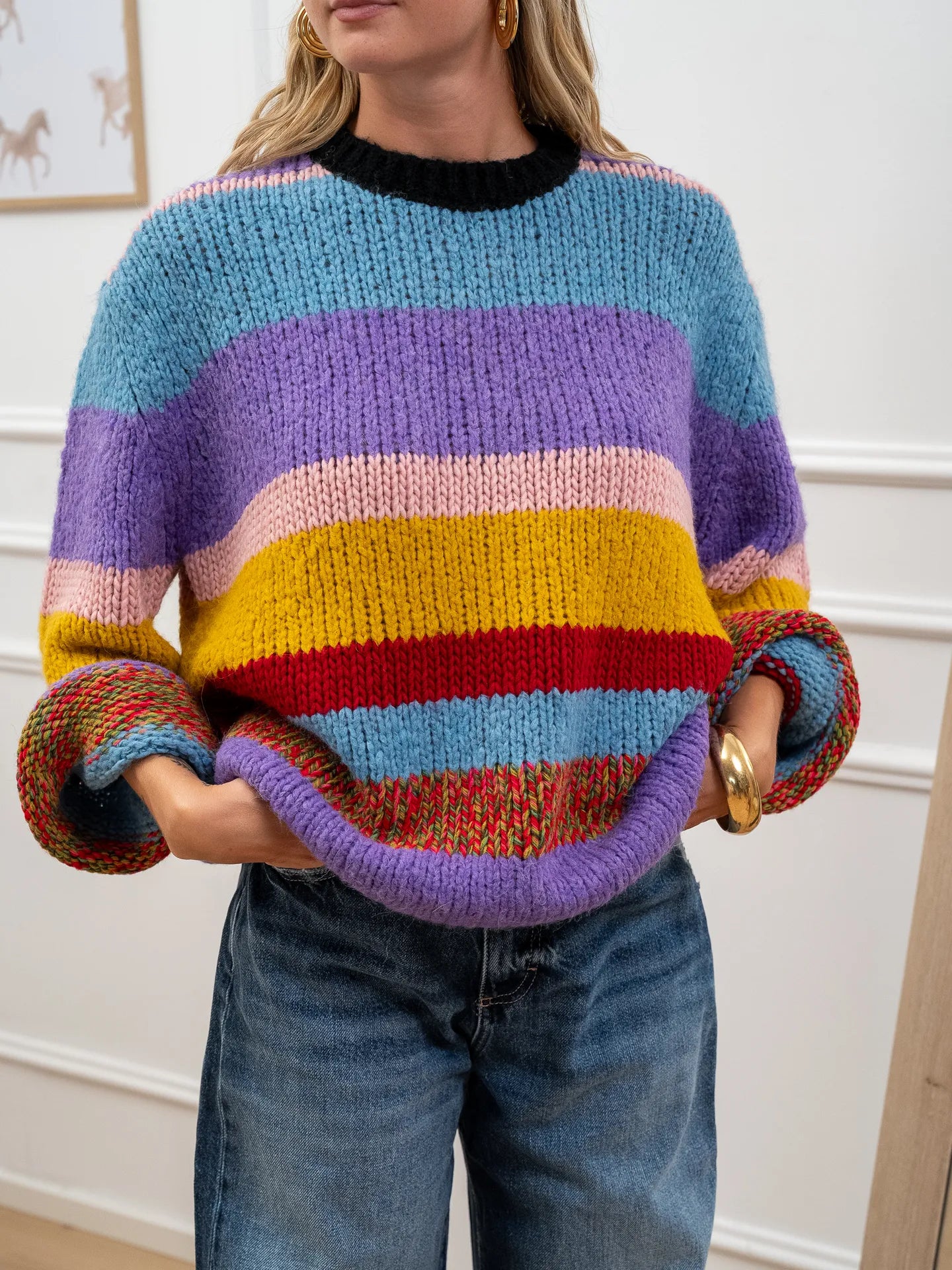 Maglione over rigato multicolor - The Loom Archive
