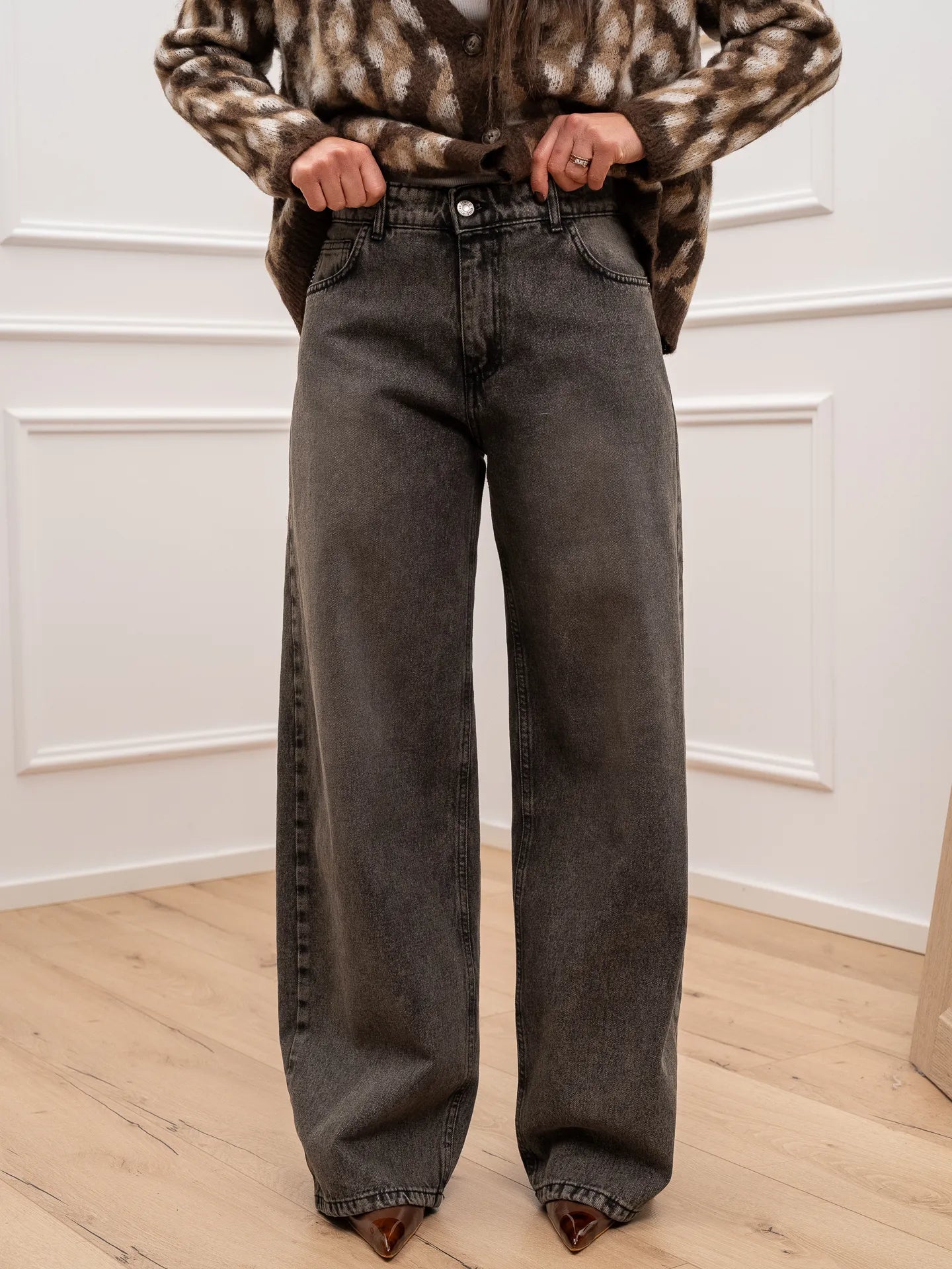 Jeans Ginevra grigio slavato wide leg - HaveOne