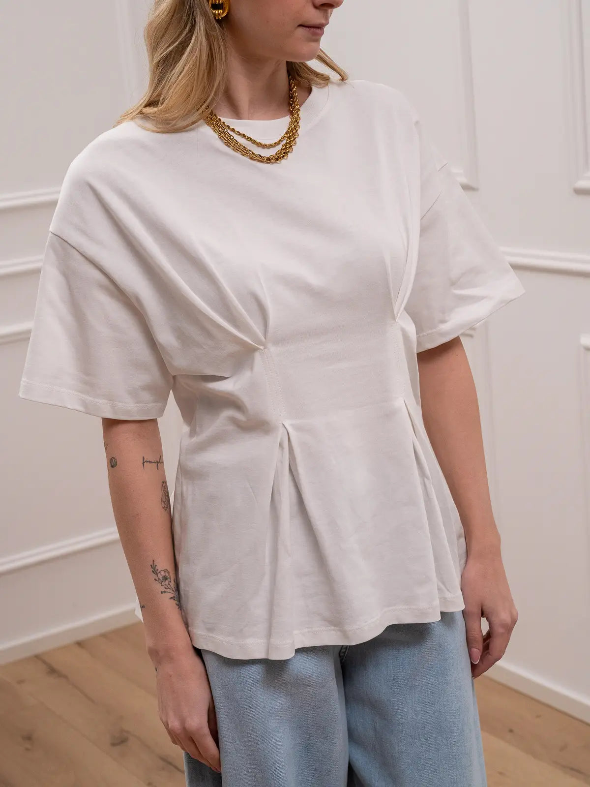 T shirt impunture bianca a clessidra - Vicolo