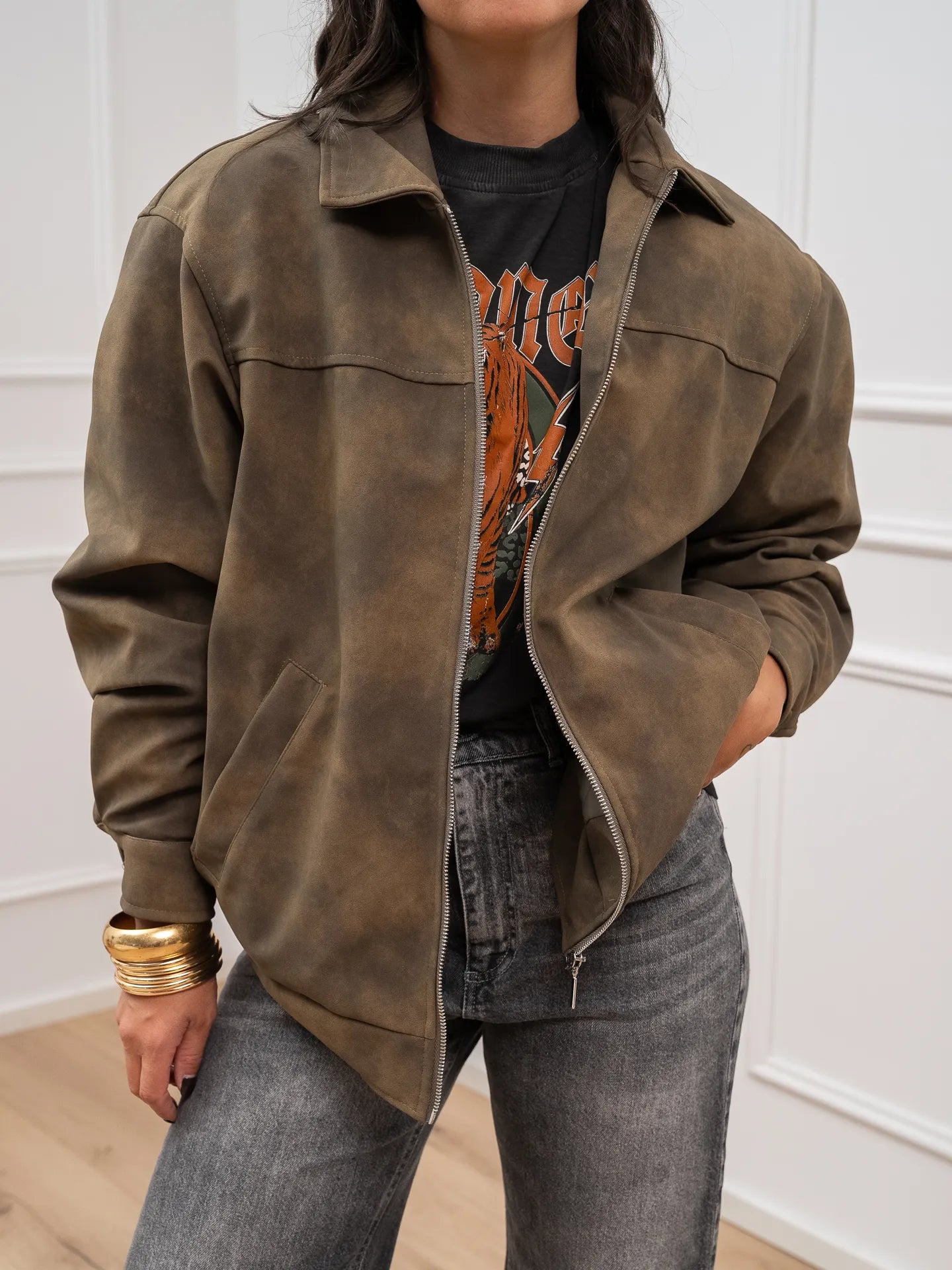 Giacchetto aviatore in suede militare - HaveOne