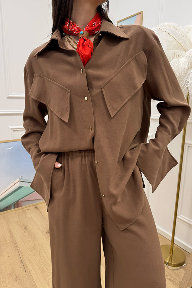 Camicia oversize bruciato con patte - HaveOne