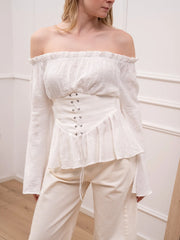 Top shiffer bianco con bustino stringato - HaveOne