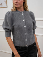 Cardigan grigio manica balloon alpaca superfine - Kontatto