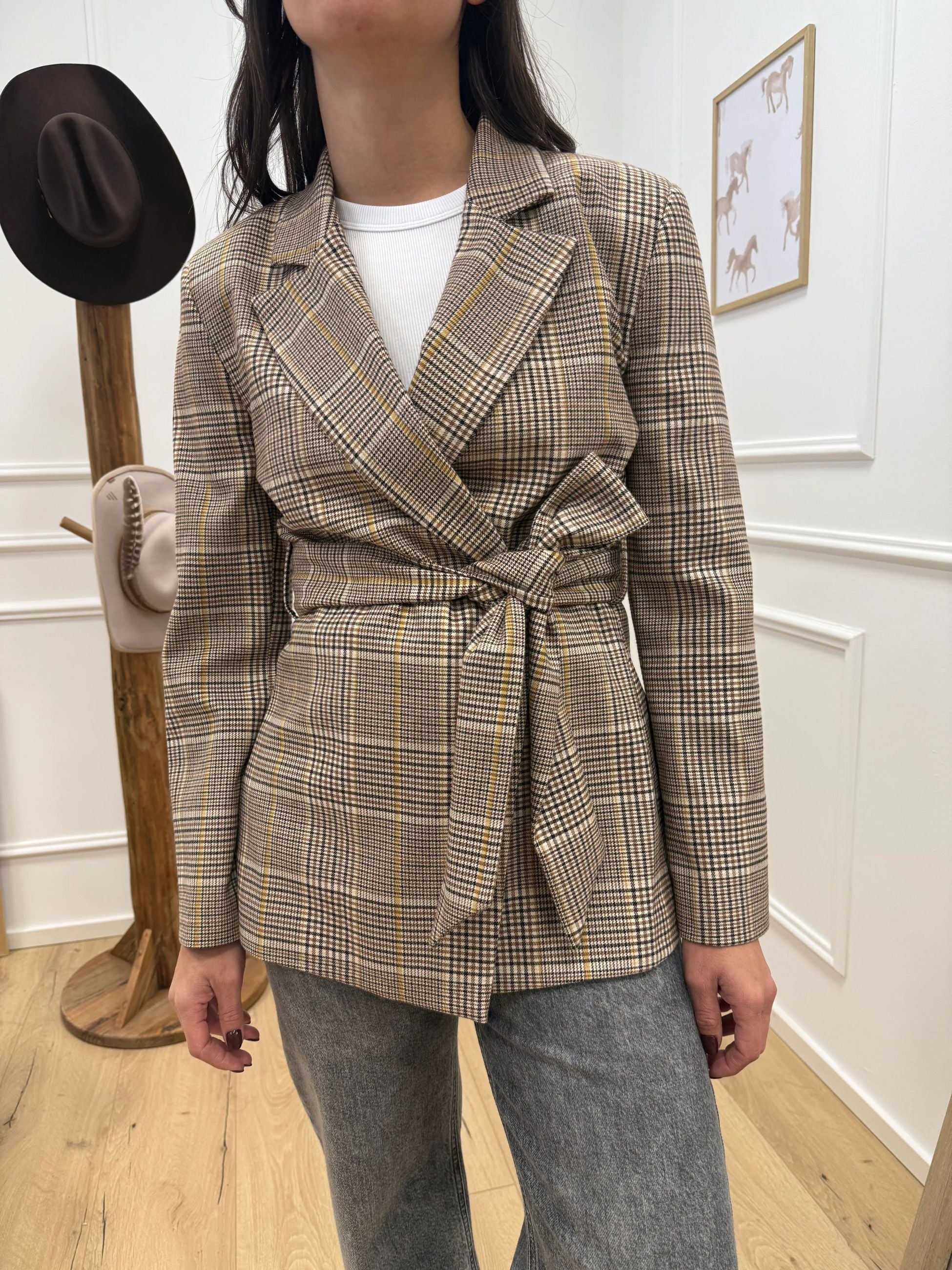 Giacca camel, panna, miele con fusciacca - Dixie