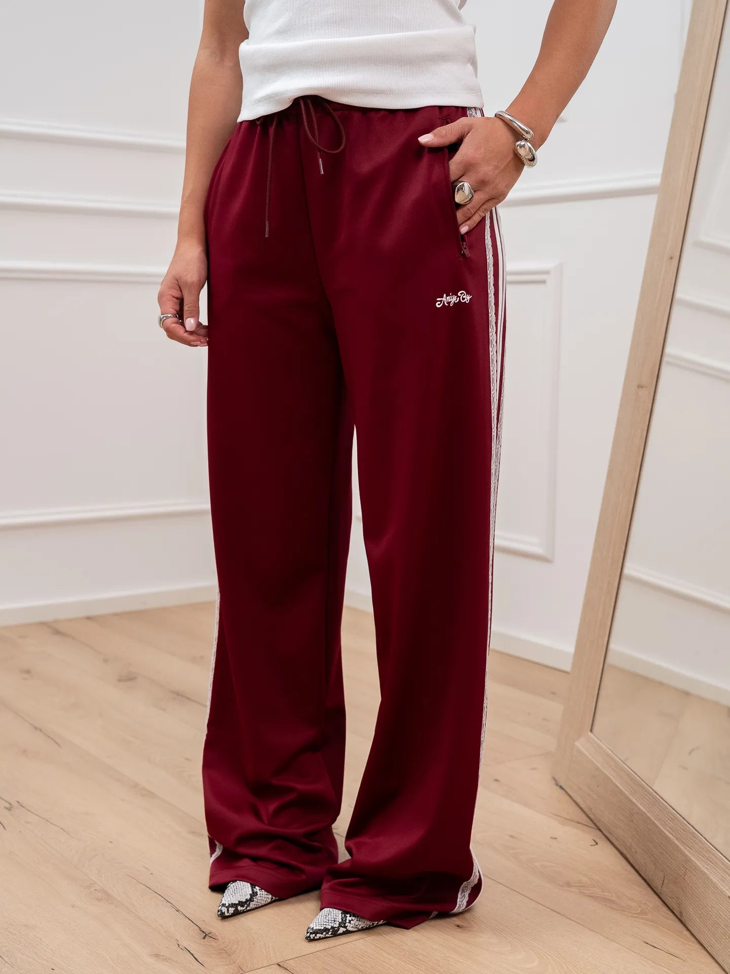 Pantaloni jogger Sienna bordeaux - Aniye By