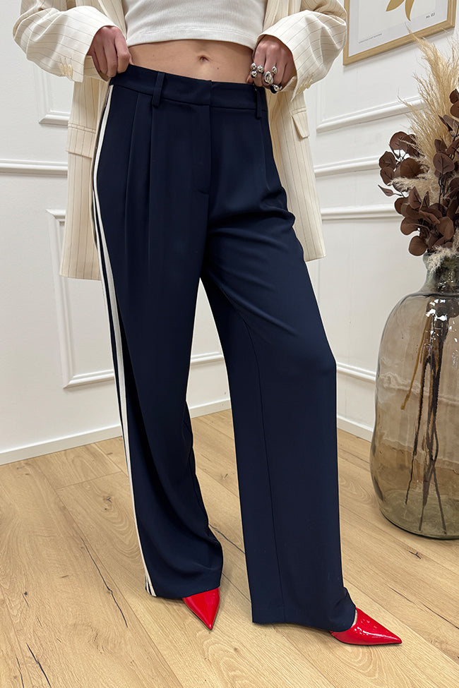 Pantaloni blu bande sportive laterali - SoAllure