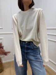 Maglia girocollo écru 80% lana - HaveOne