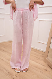 Pantaloni Natural rosa 100% lino - Dixie