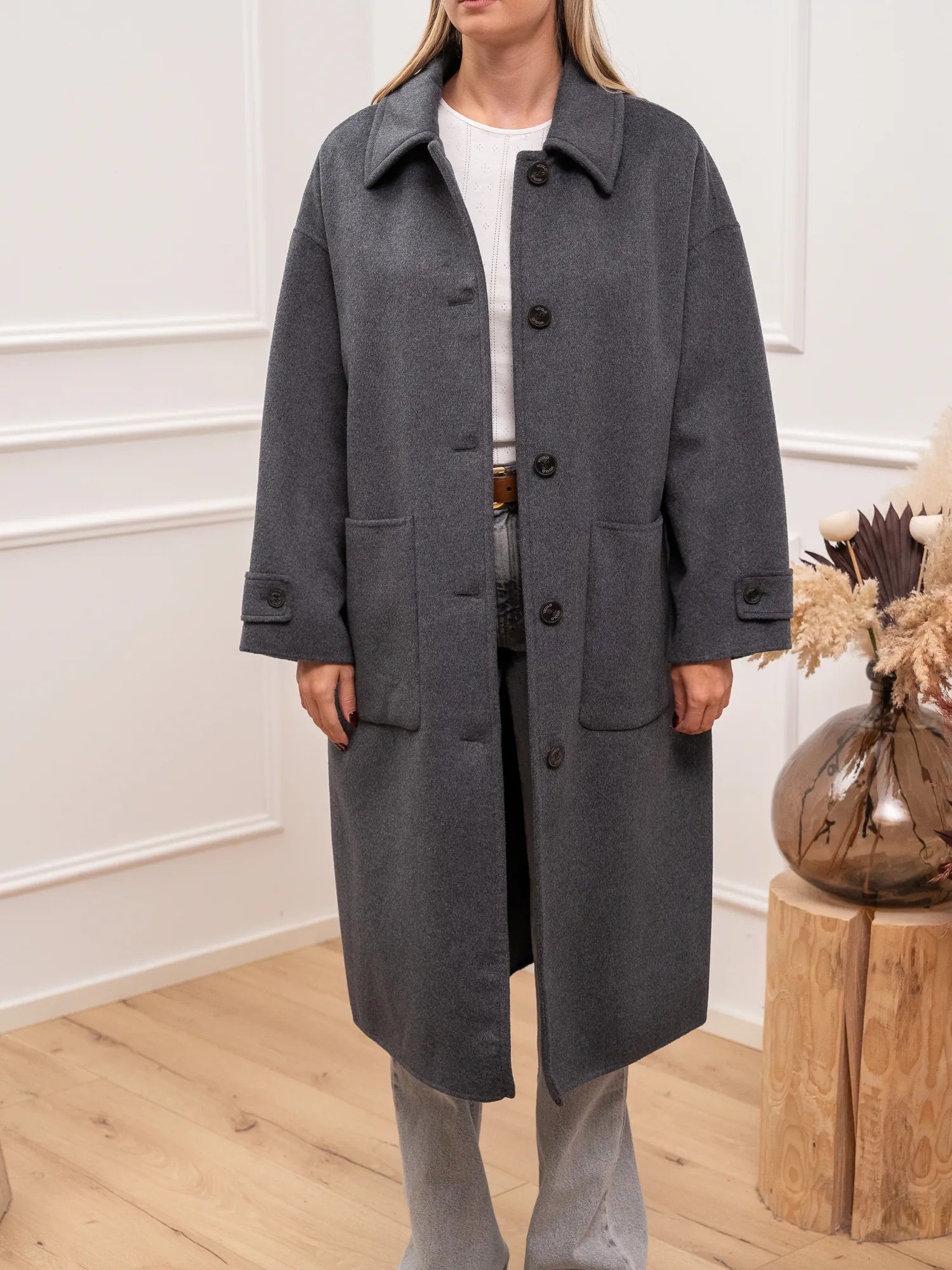 Cappotto grigio con imbottitura misto lana handmade - Vicolo