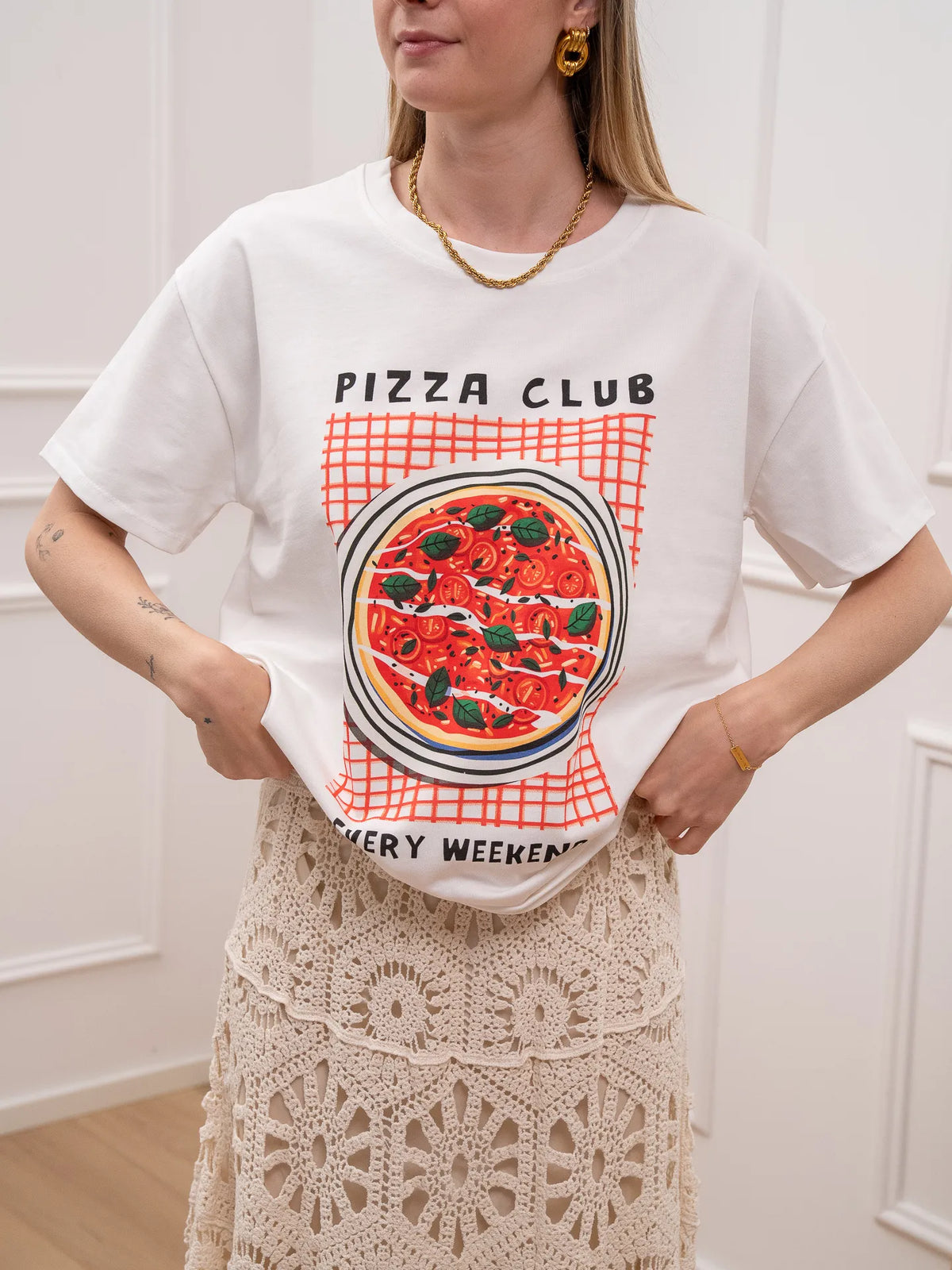 T shirt print Pizza Club - Calibro Shop