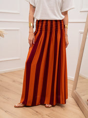 Gonna maxi riga arancio e india punto smock in vita - Tensione In