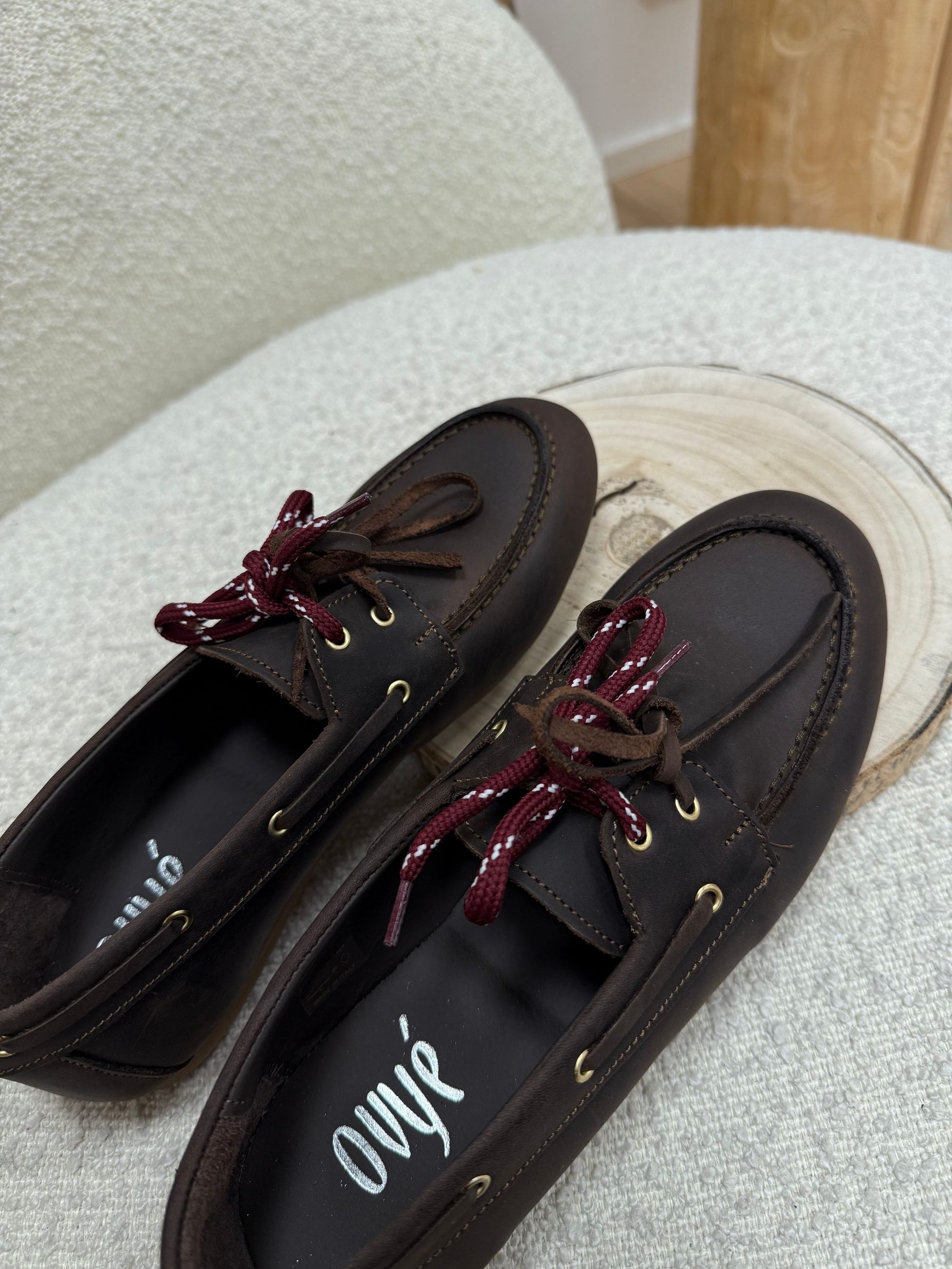 Mocassino da barca moro in pelle doppio laccio - Ovyè