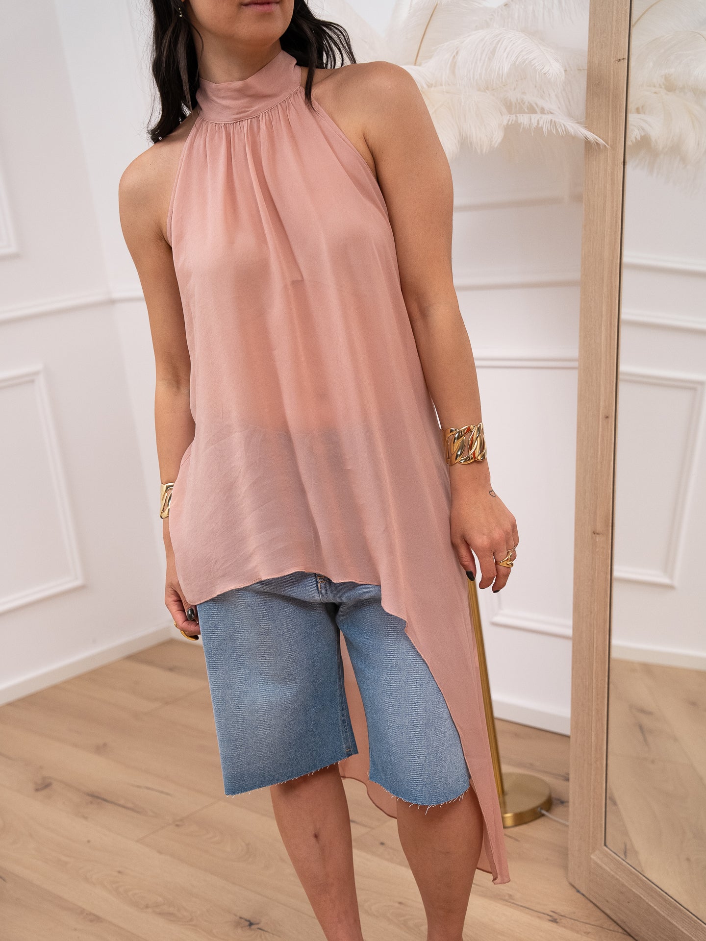 Top asimmetrico cameo scollo america - HaveOne