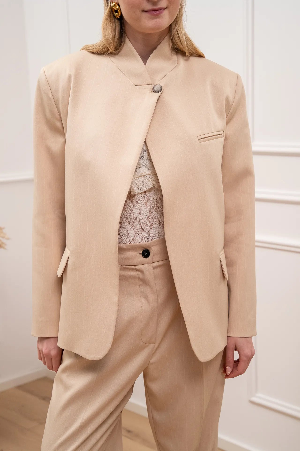 Giacca Pepe gessata vaniglia - Vicolo