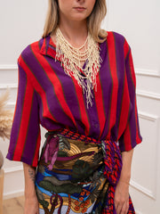 Camicia rigata viola, rosso e moka - Dixie