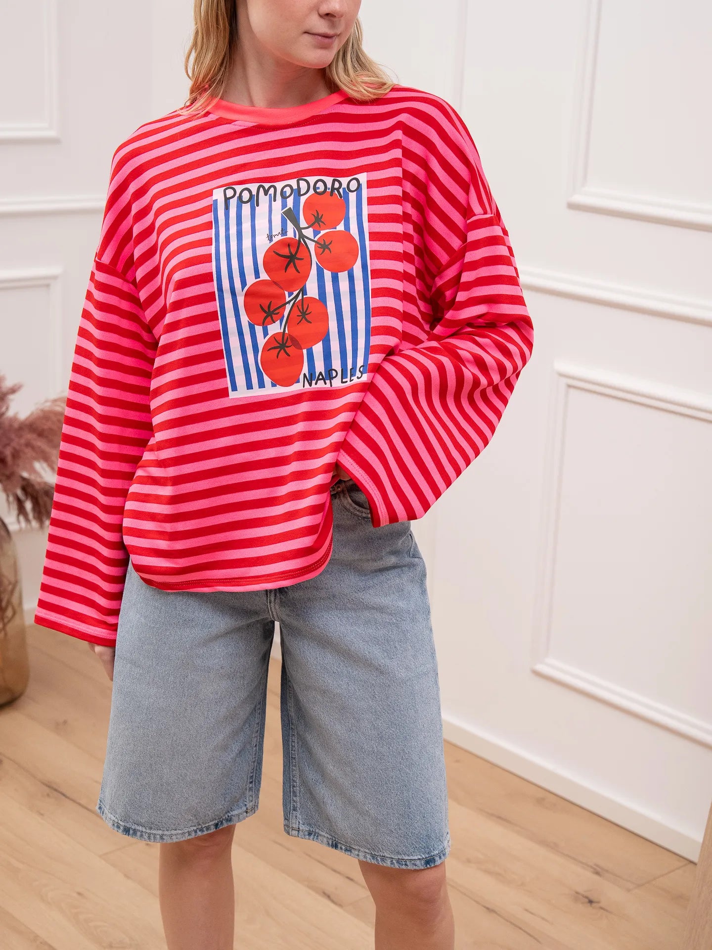 T shirt rosa e fucsia Pomodoro a manica lunga - Crispy