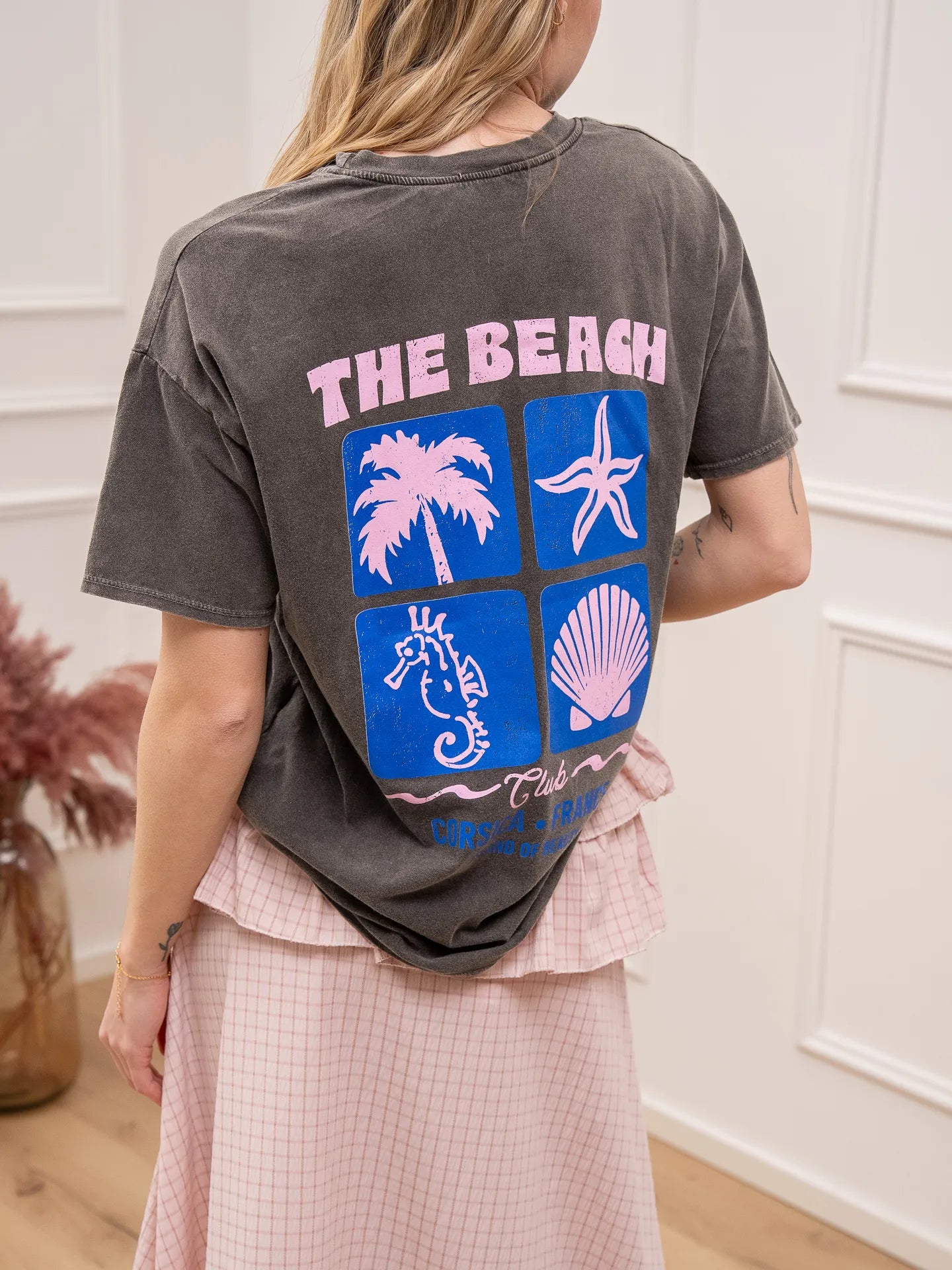 T shirt The Beach stone wash grigia - Crispy