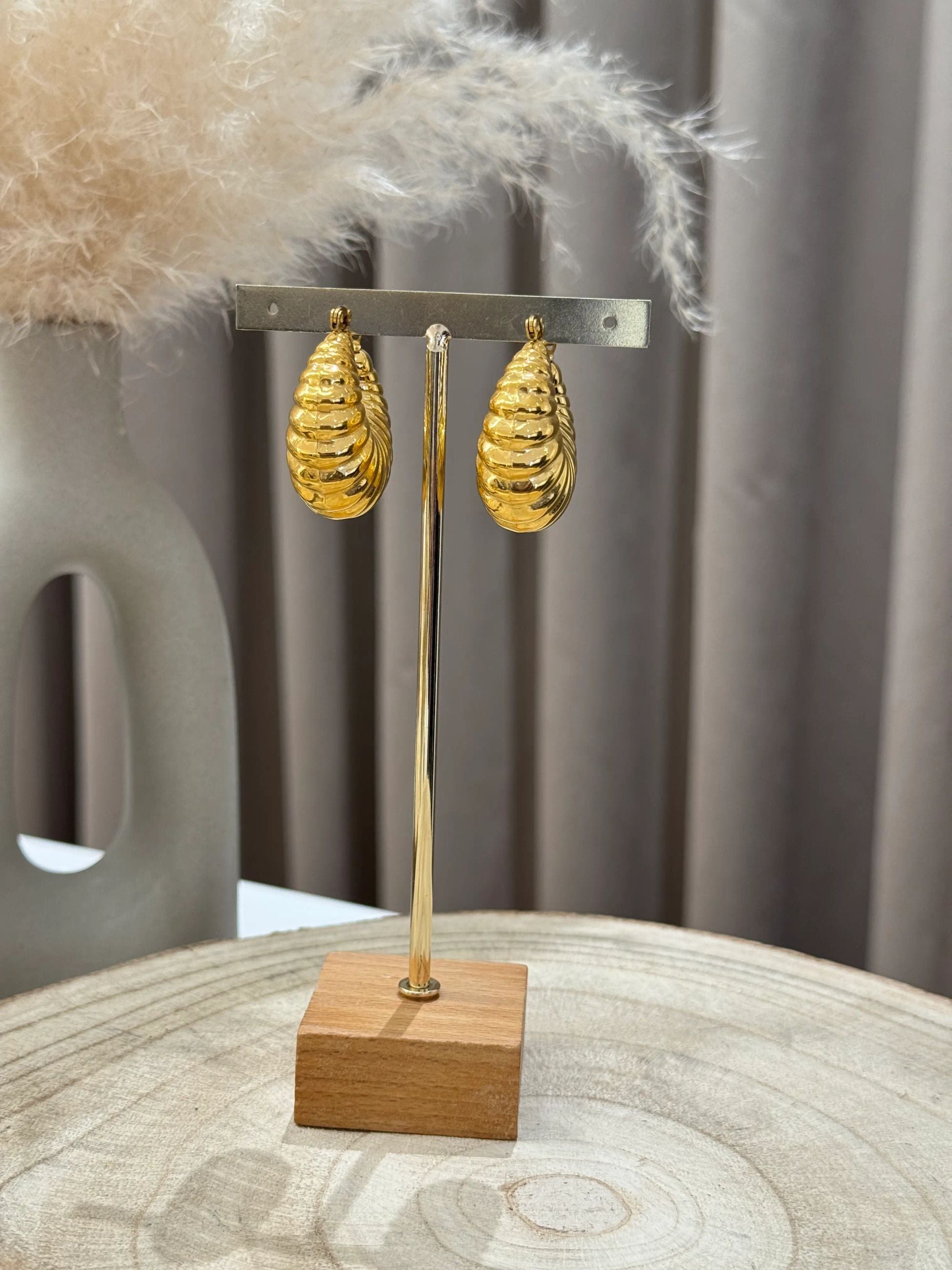 Orecchini balloon rigati oro - Calibro Shop