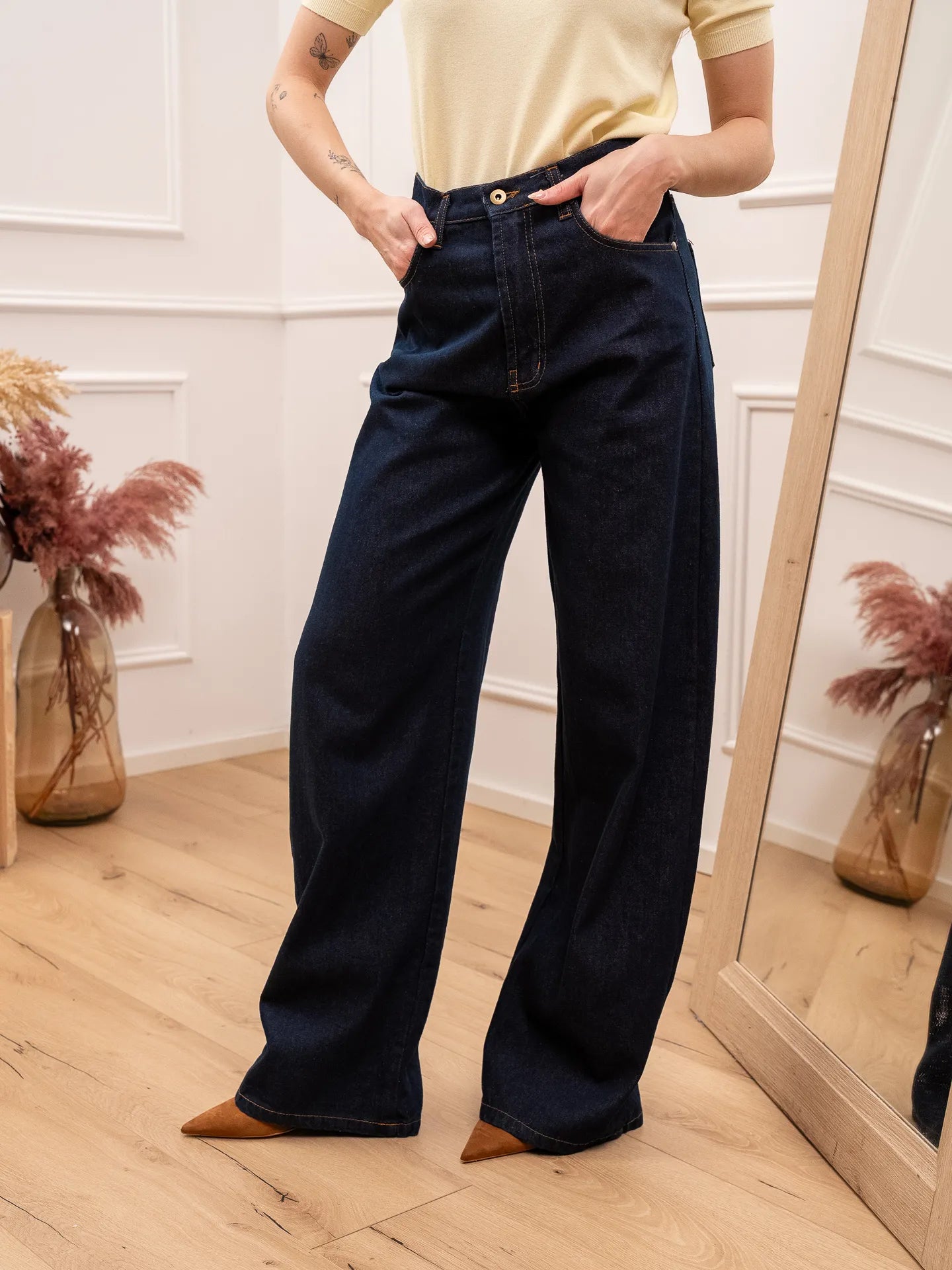 Jeans wide leg lavaggio zero - Tensione In