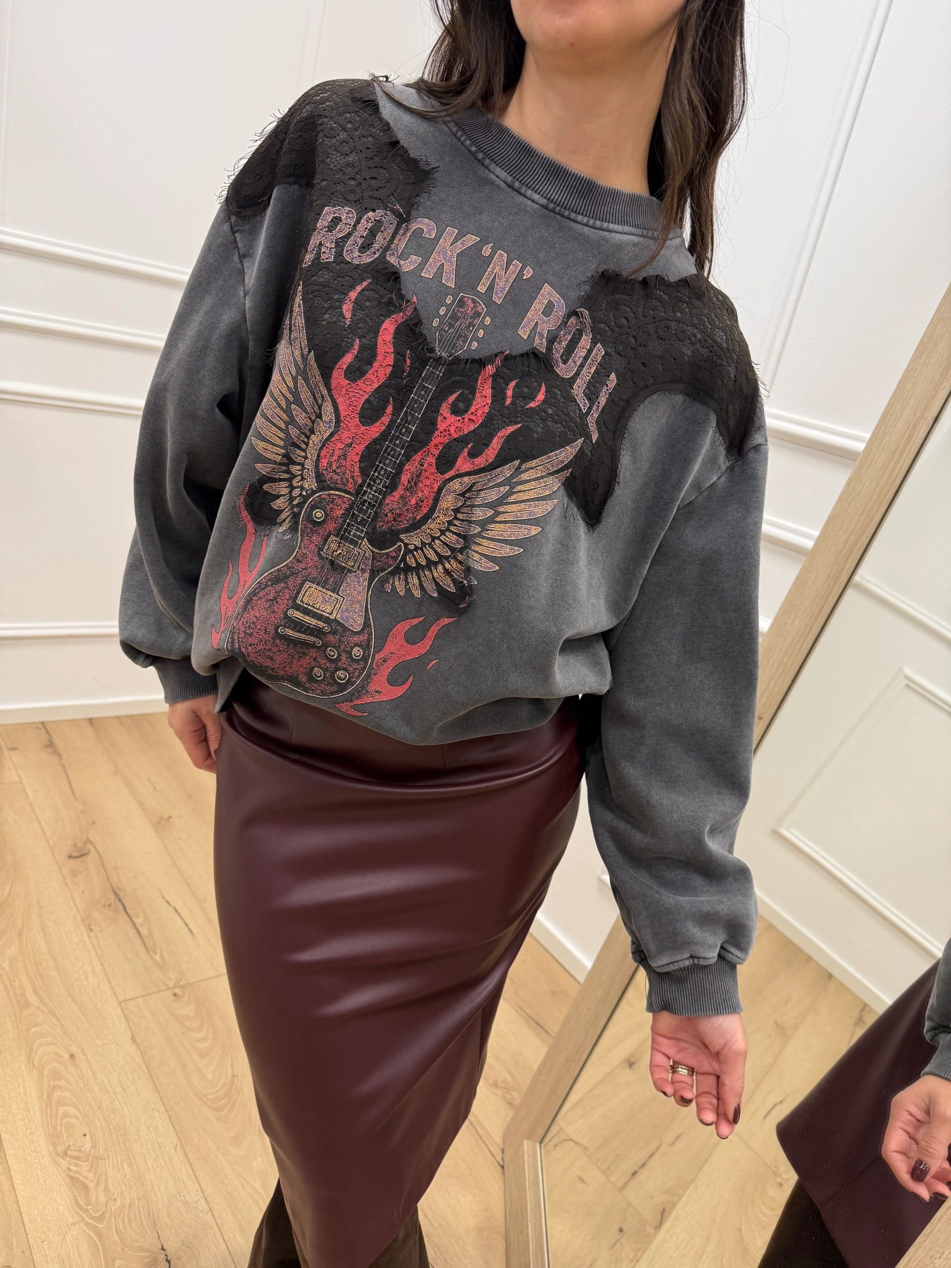 Felpa grigia vintage Rock - Tensione In