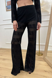 Pantaloni in crochet neri a zampa - HaveOne