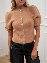 Cardigan biscotto manica balloon alpaca superfine - Kontatto