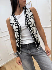 Gilet in maglia panna e nero - HaveOne