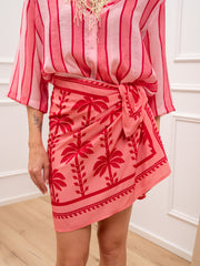 Gonna pareo mini Palme rosa e fragola - Dixie