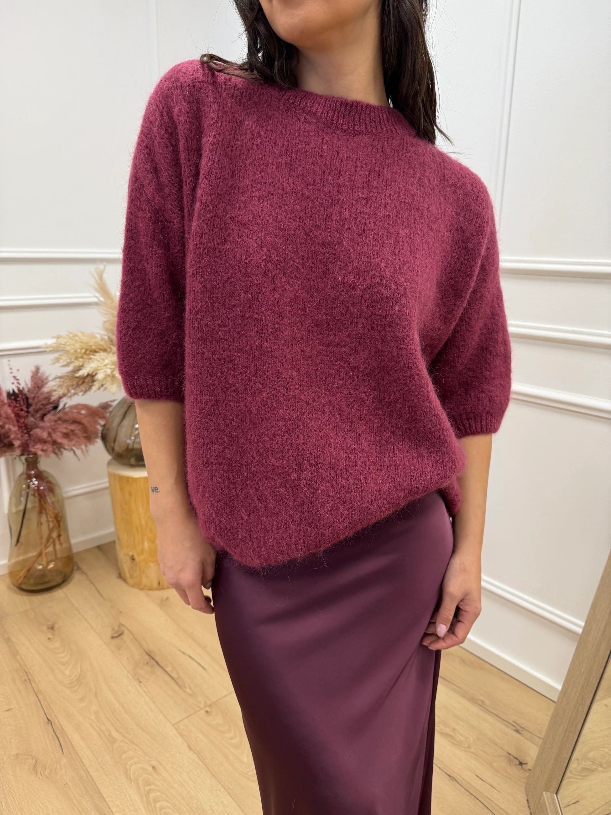 Maglia Gaia sangria in mohair mezza manica - Dixie