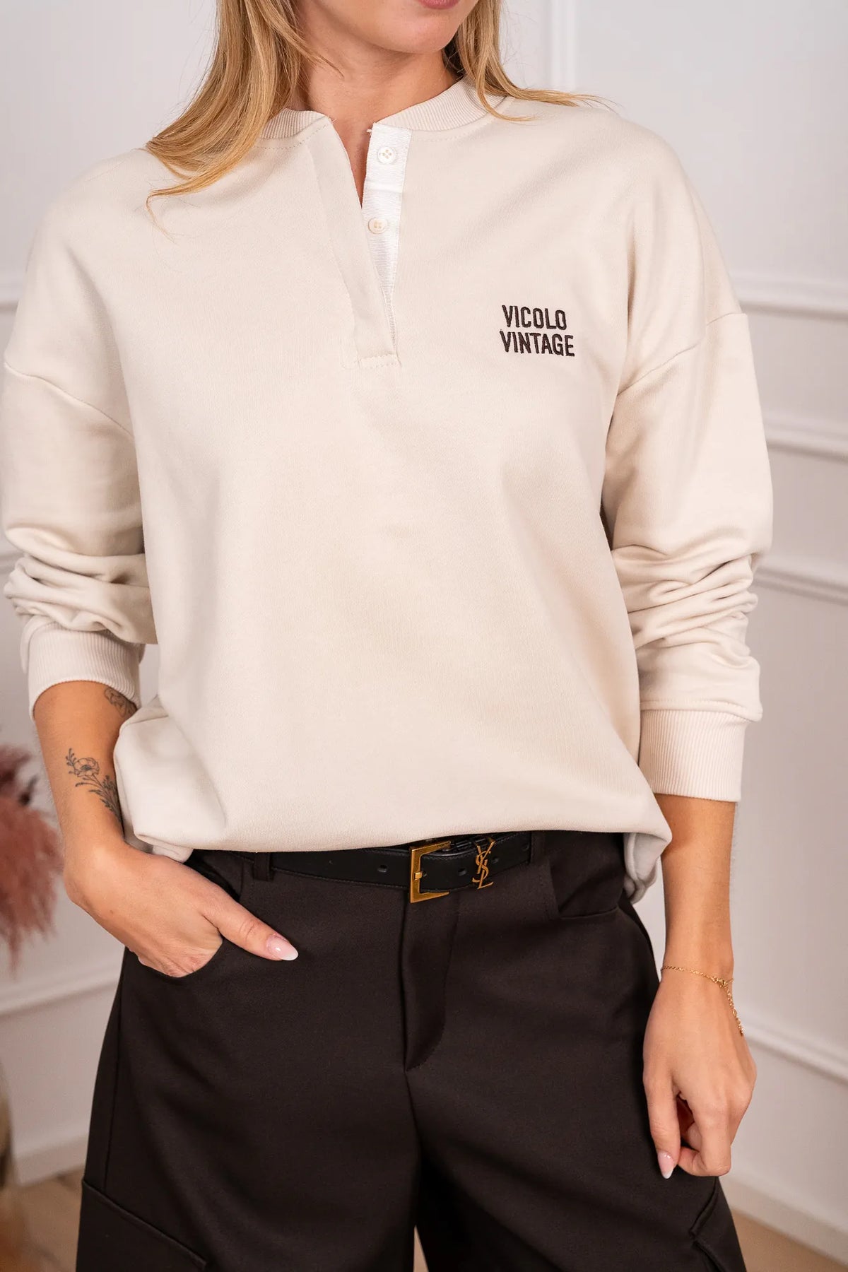 Felpa stile polo ricamo Vicolo Vintage - Vicolo