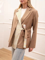 Giacca camel pannello gessato panna e olio - HaveOne