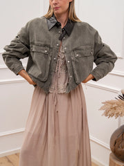Bomber washed colletto in ecopelle - You Decide