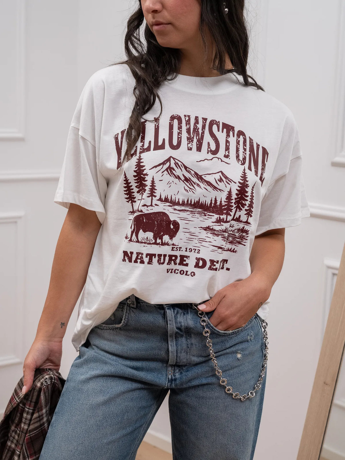 T shirt "Yellowstone" logo bordeaux - Vicolo