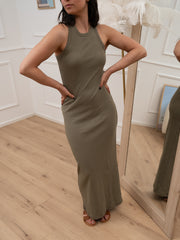 Vestito basic a costine salvia - HaveOne