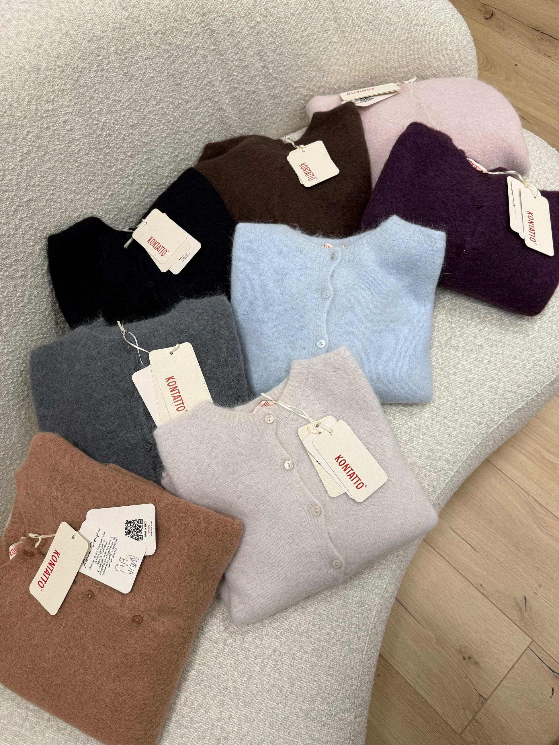 Cardigan soffice melanzana in alpaca - Kontatto